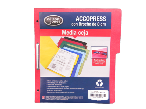 [000857] Folder Accopress C/ Broche T/ Carta Rojo C/ 10 pzs Acco