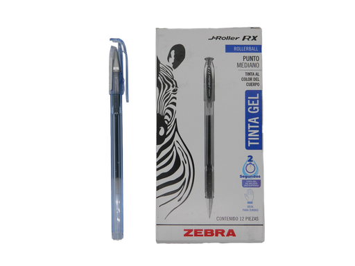[000861] Pluma J Roller Gel  0.7 mm P/ Mediano Azul C/ 12 pzs Zebra