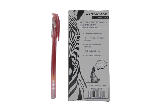 [000863] Pluma J Roller Gel  0.7 mm P/ Mediano Rojo C/ 12 pzs Zebra