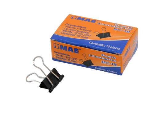 [001135] Binder Clip 19 mm 3/4" C/ 12 pzs Mae