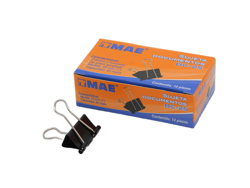 [001136] Binder Clip 25 mm 1" C/ 12 pzs Mae
