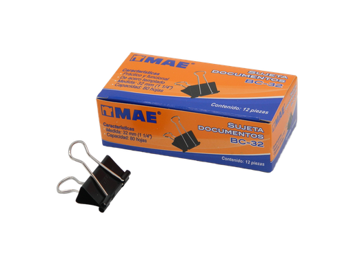 [001137] Binder Clip 32 mm 1 1/4" C/ 12 pzs Mae