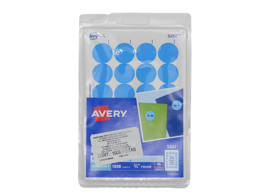 [001161] Etiqueta Redonda 3/4 Azul Claro C/ 1,008 etiquetas Avery