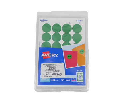 [001163] Etiqueta Redonda 3/4 Verde C/ 1,008 etiquetas Avery