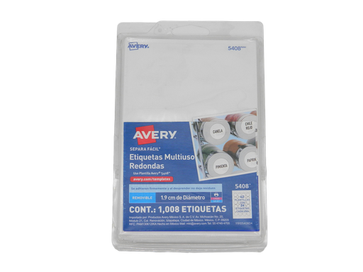 [001168] Etiqueta Redonda 3/4 Blanca  C/ 1,008 etiquetas Avery