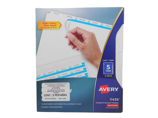 [001176] Separador Carton Blanco C/ 5 Avery