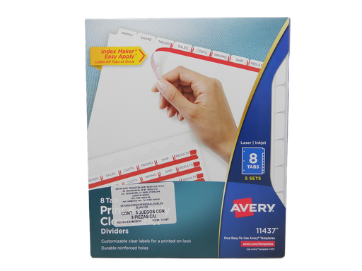 [001177] Separador Carton Blanco C/ 8 Avery